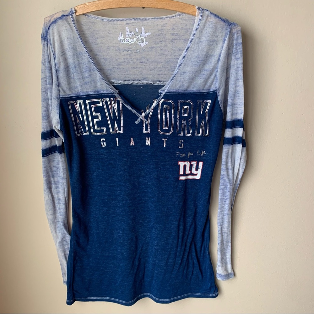 NFL NY Giants long sleeve sheer v neck top